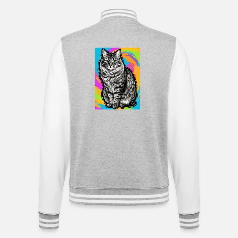 cat - College Sweat Jacket - heather grey/white