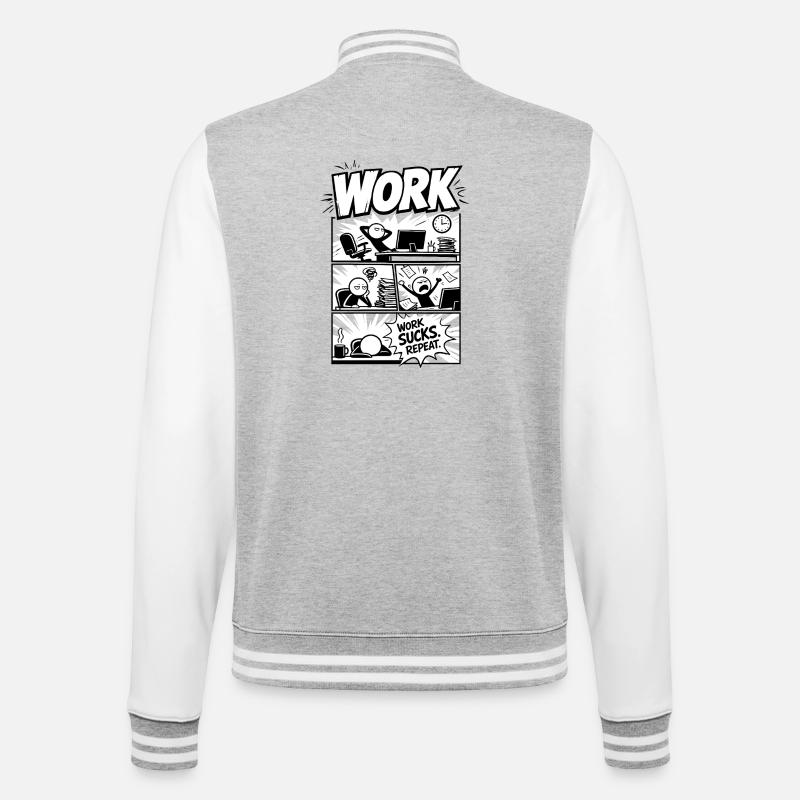 Le travail craint Repeat Comic - Veste Teddy - gris chiné / blanc