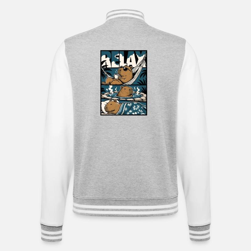 Relax Capybara Wellness Motif - College Sweat Jacket - heather grey/white
