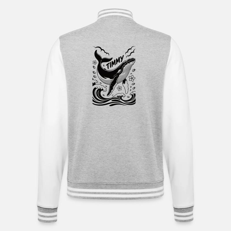 Timmy der Wal - College-Sweatjacke - Grau meliert/Weiß
