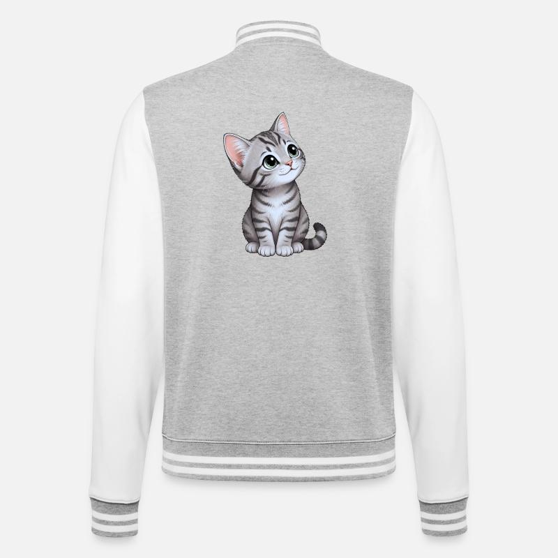 cute kitten - College Sweat Jacket - heather grey/white