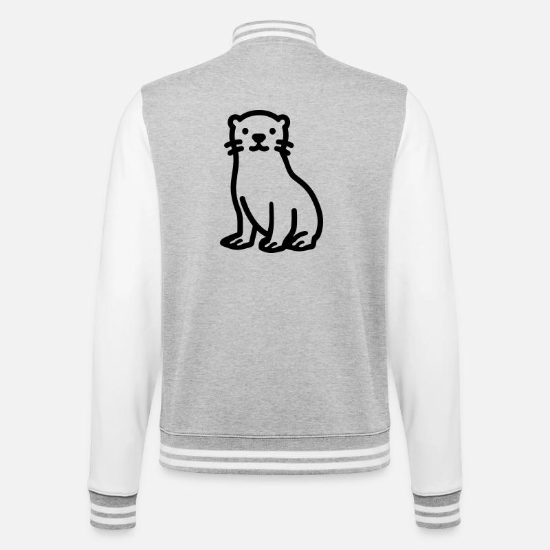 otter - College Sweat Jacket - heather grey/white