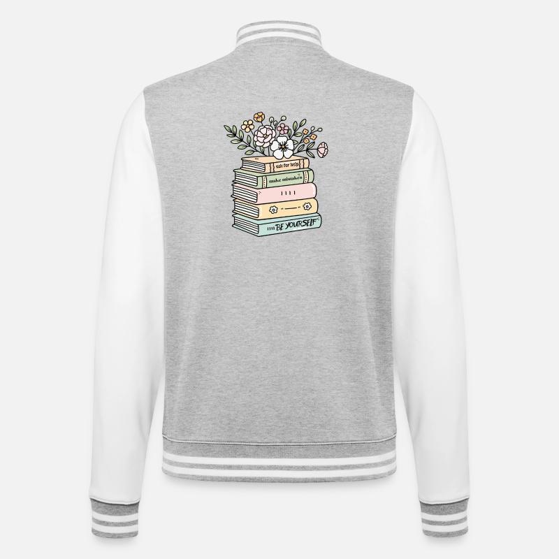 Be Yourself Book Stack Motivation - College Sweat Jacket - heather grey/white