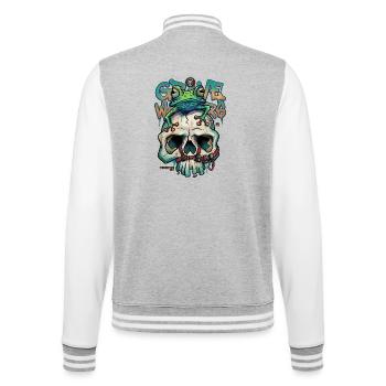 Grave Walkers Frog Skull Graffiti Streetwear Art - College Sweat Jacket - heather grey/white - Back - Marisol (170cm)