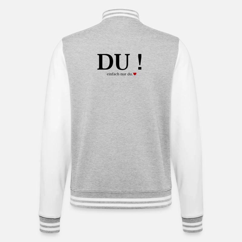 Du! Einfach Nur Du Herz - College-Sweatjacke - Grau meliert/Weiß