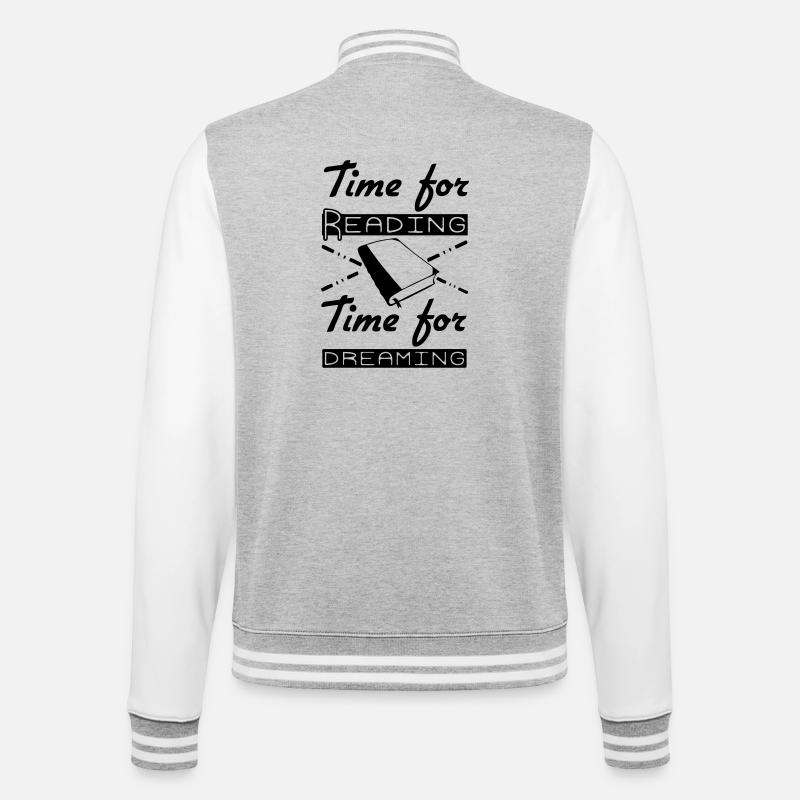 Time for Reading & Dreaming - College Sweat Jacket - heather grey/white