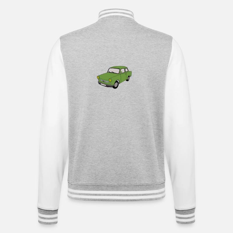 Trabbi DDR - College-Sweatjacke - Grau meliert/Weiß