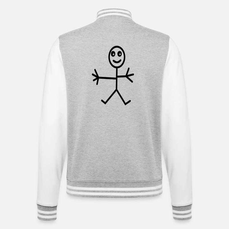 Comic - College-Sweatjacke - Grau meliert/Weiß
