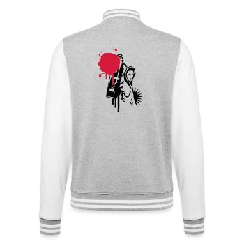 graffitis pulvérisateur avec bombe dans le style - Veste Teddy - gris chiné / blanc - Dos - Marisol (170cm)