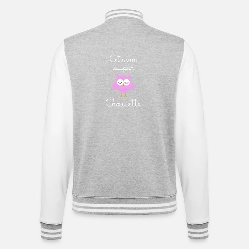 Atsem super chouette (écrit blanc) - Veste Teddy - gris chiné / blanc