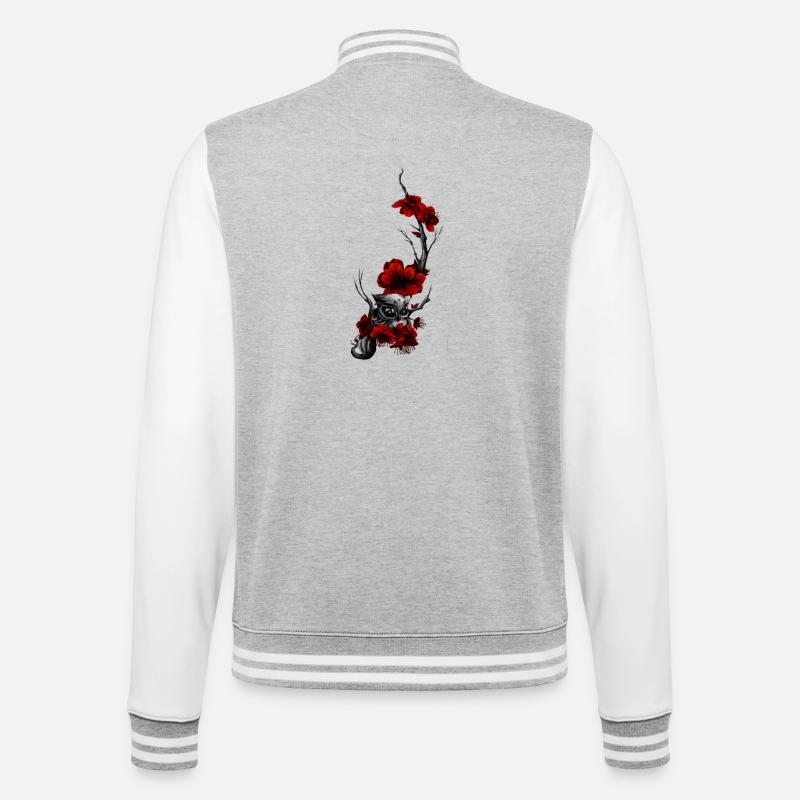 Eule - College-Sweatjacke - Grau meliert/Weiß