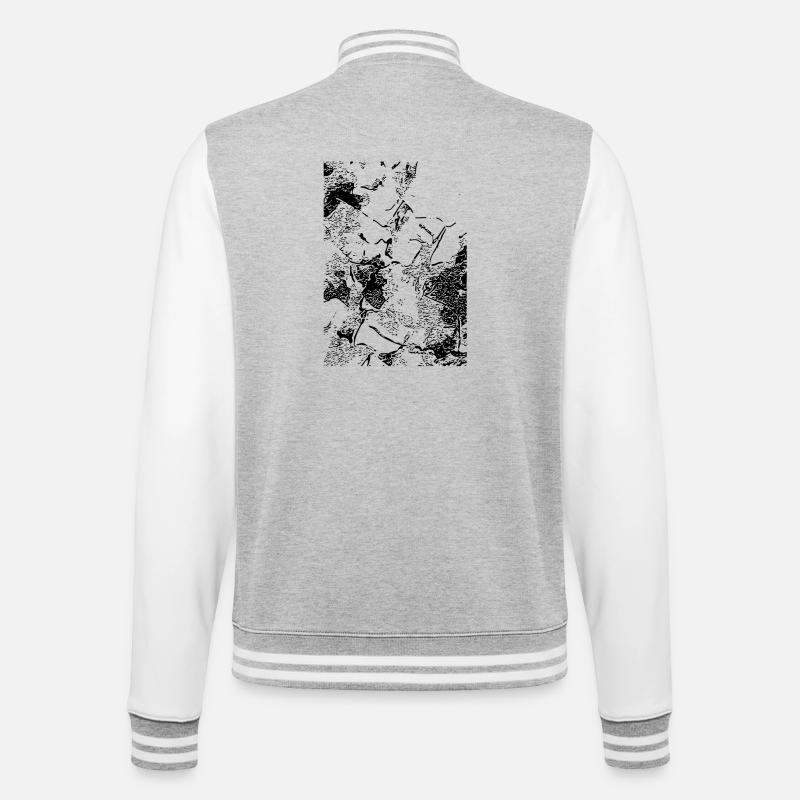 Abstract image / line / black / pattern - College Sweat Jacket - heather grey/white