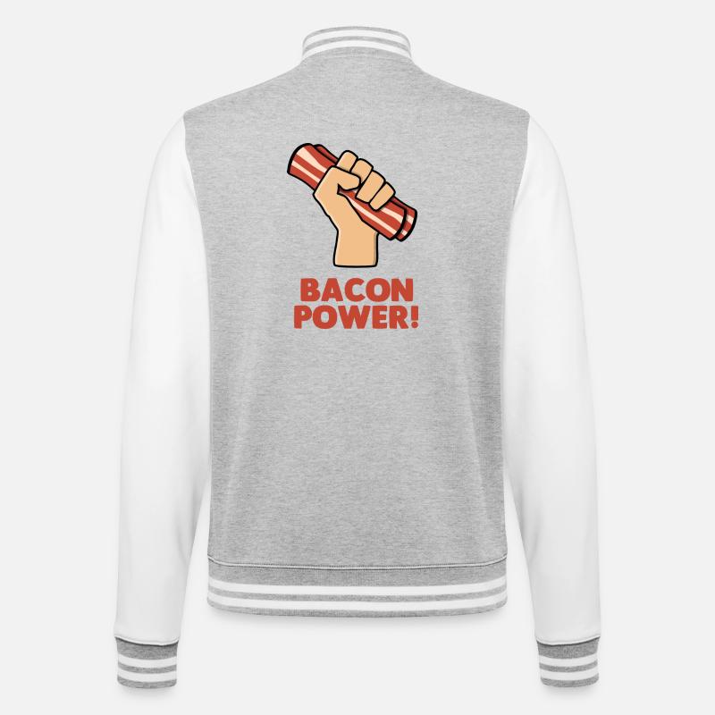 Bacon Power - College Sweat Jacket - heather grey/white