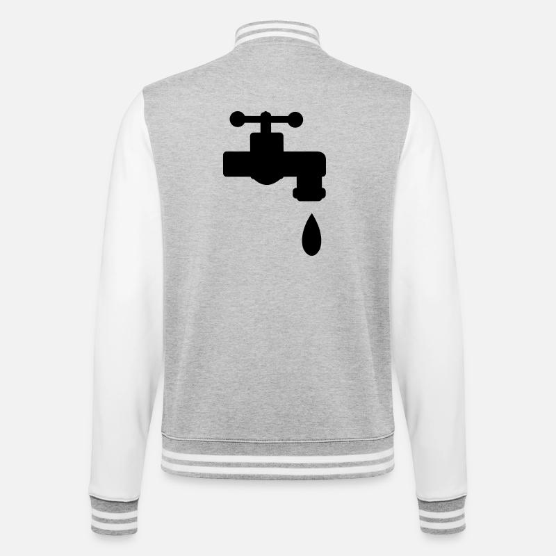 Wasserhahn Wasser Geschenk - College-Sweatjacke - Grau meliert/Weiß