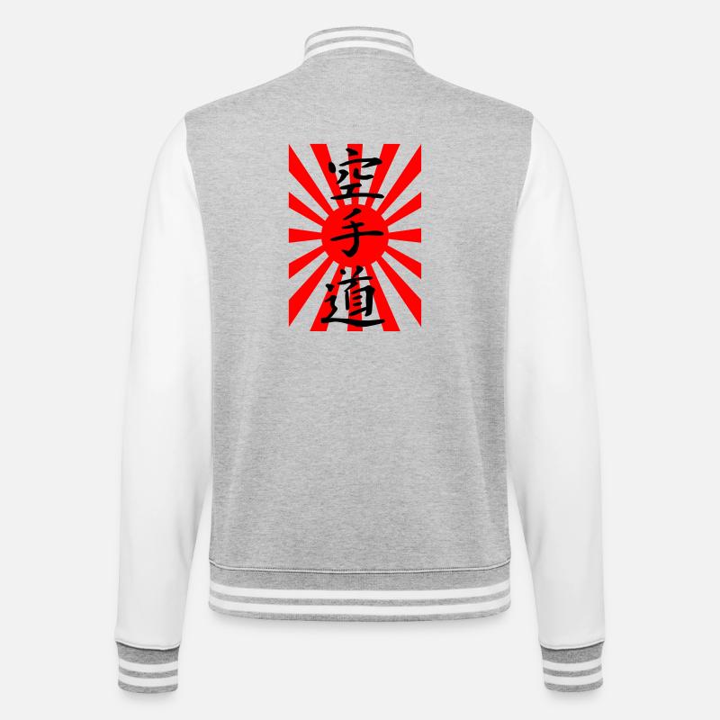 Drapeau japonais de Karaté - Veste Teddy - gris chiné / blanc