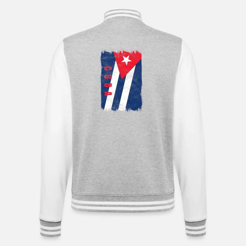 Drapeau de Cuba - Veste Teddy - gris chiné / blanc