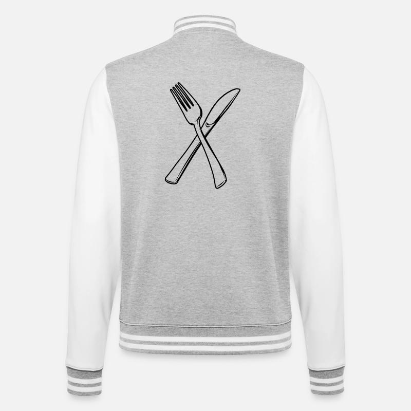 Messer und Gabel transparent - College-Sweatjacke - Grau meliert/Weiß