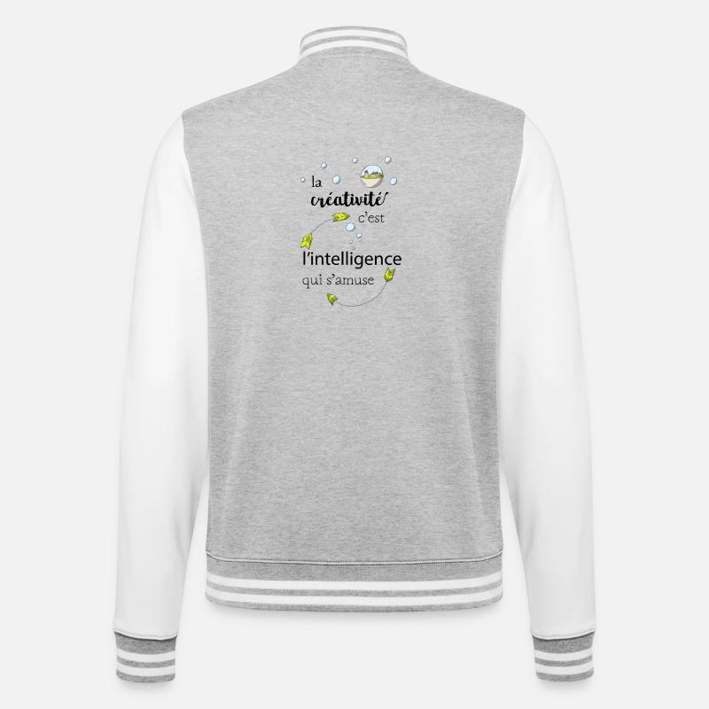 La créativité c'est l'intelligence qui s'amuse - Veste Teddy - gris chiné / blanc