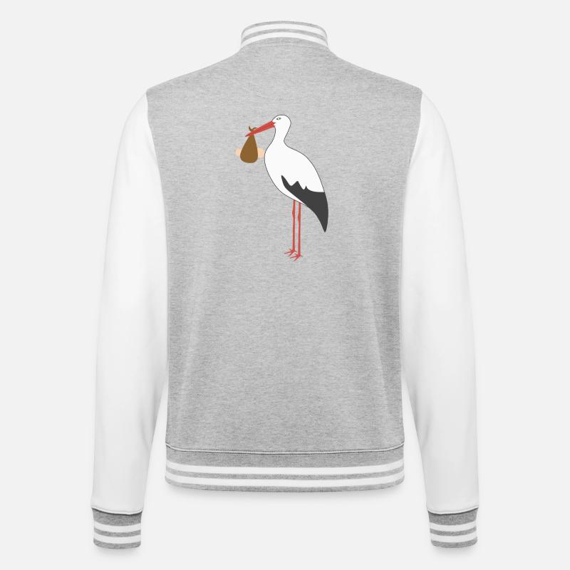 Cigogne apportant un bébé - Veste Teddy - gris chiné / blanc