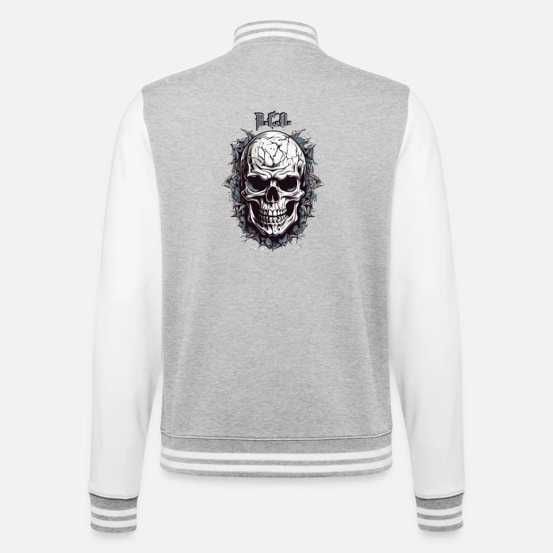 Skull B.C.O - College Sweat Jacket - heather grey/white