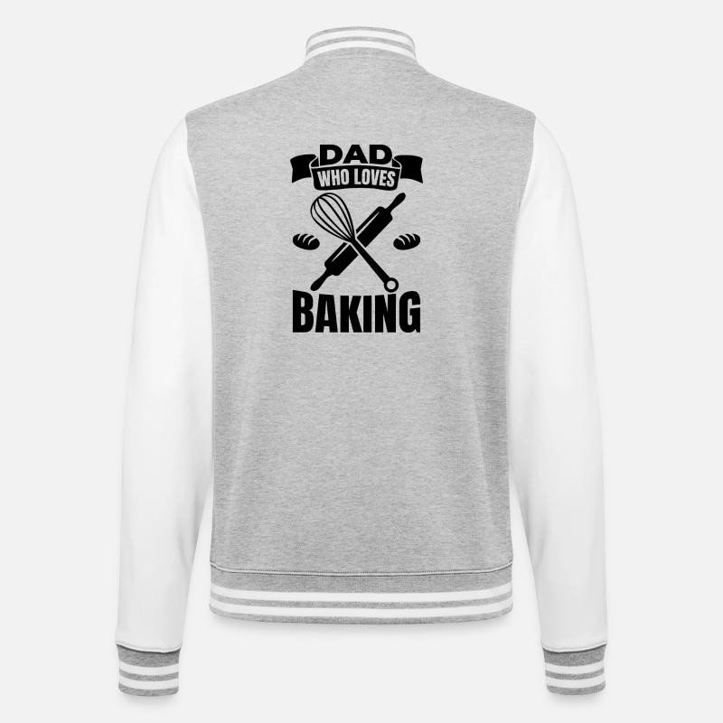 Bäcker Papa - College-Sweatjacke - Grau meliert/Weiß