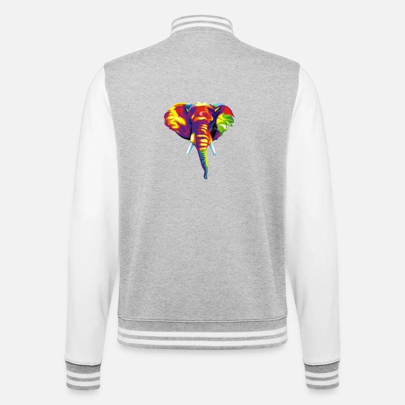 Elefant mit buntem abstraktem Motiv. - College-Sweatjacke - Grau meliert/Weiß