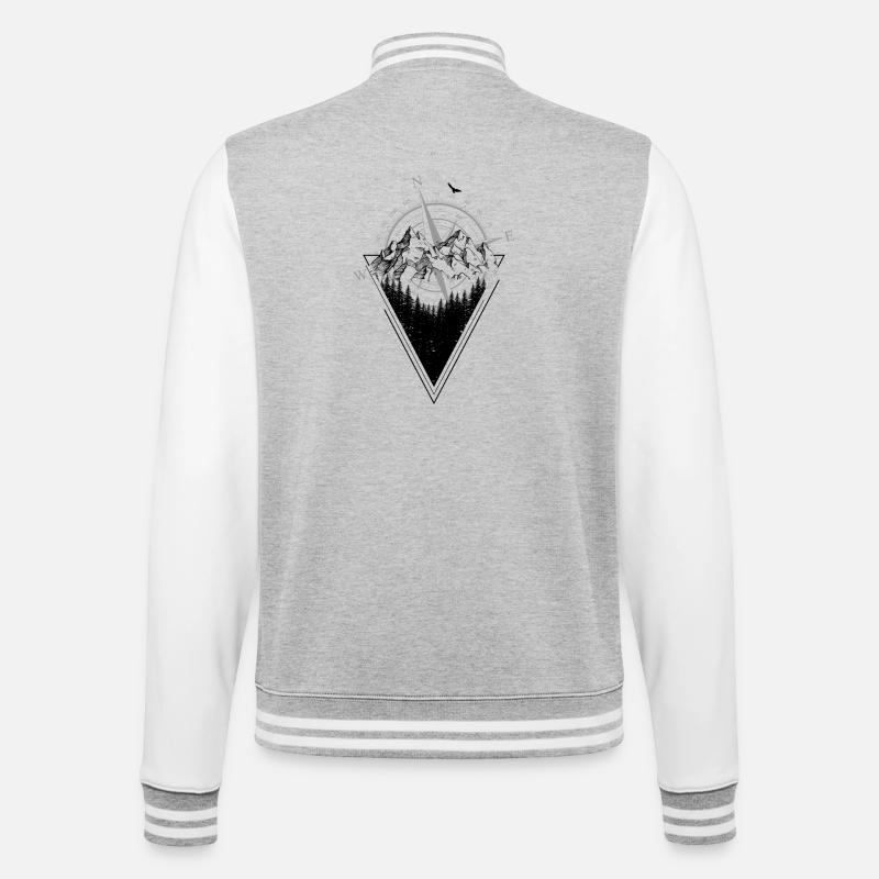 Weathered Compass Grunge Map - College Sweat Jacket - heather grey/white