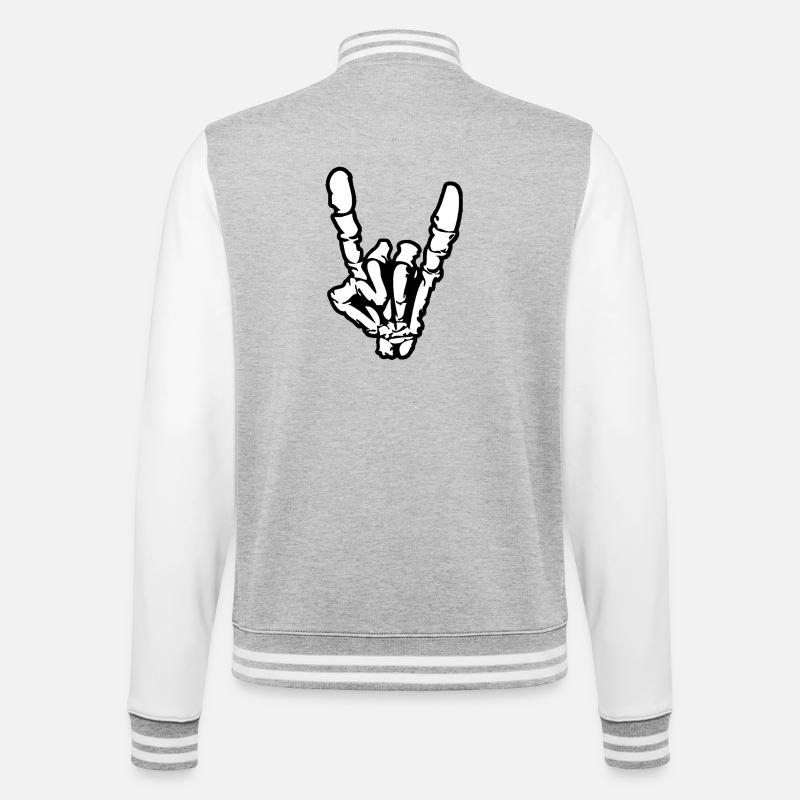 Rock'n'Roll- oder Heavy-Metal-Handzeichen * - College-Sweatjacke - Grau meliert/Weiß