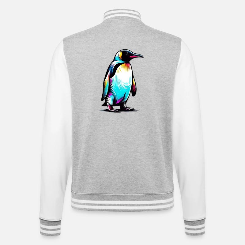 Pinguin - College-Sweatjacke - Grau meliert/Weiß