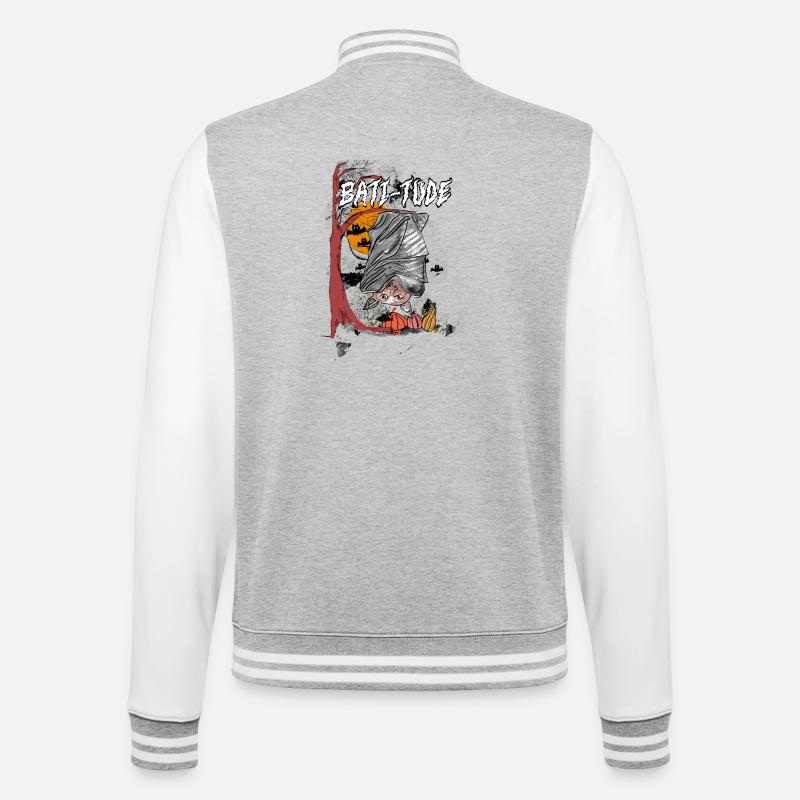 Batt-itude - College-Sweatjacke - Grau meliert/Weiß