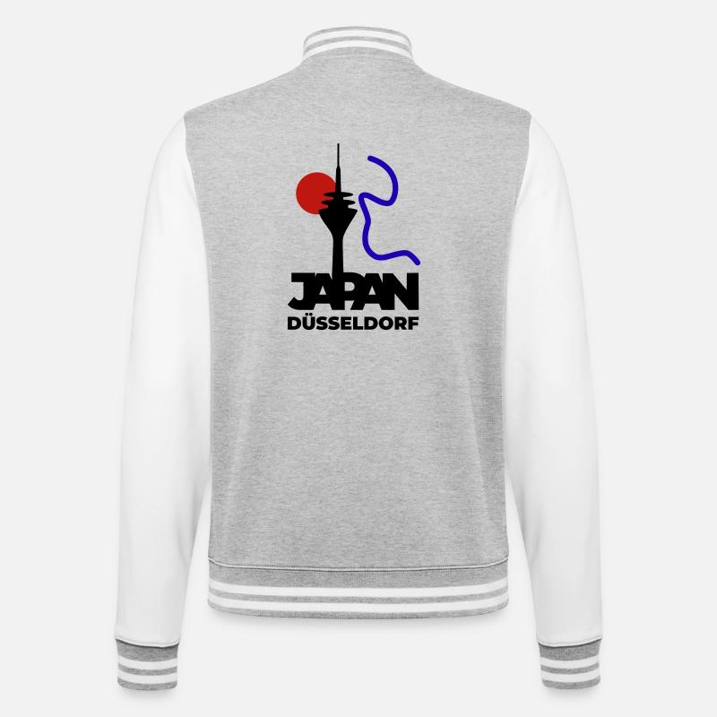 Japan goes Düsseldorf - College-Sweatjacke - Grau meliert/Weiß