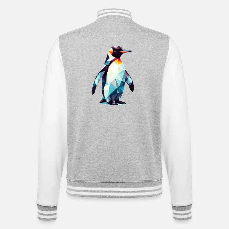 Pingouin polygonal - Veste Teddy - gris chiné / blanc