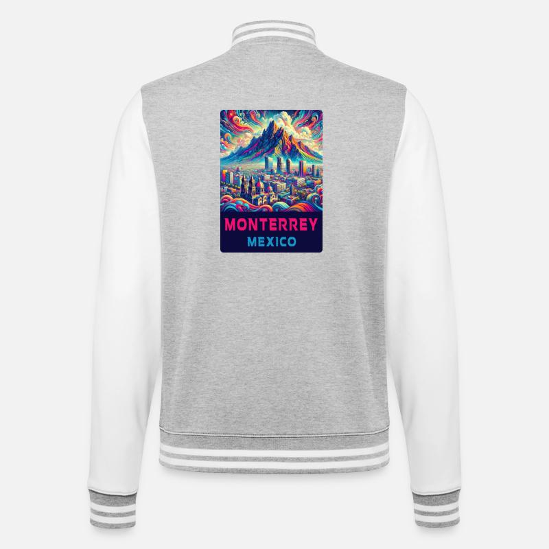 Monterrey Mexiko Design - College-Sweatjacke - Grau meliert/Weiß