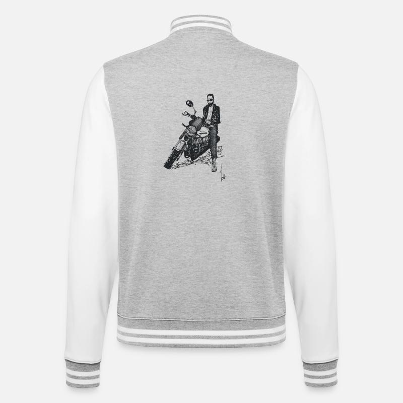 Moto 1 - FéArt - Veste Teddy - gris chiné / blanc