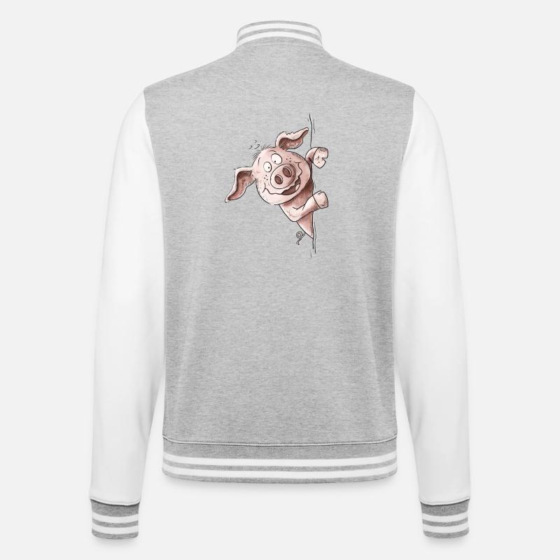 Droll Piggy Pig Pig Pig Pig - Veste Teddy - gris chiné / blanc