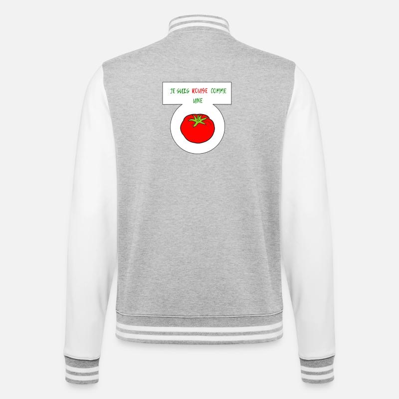 Rot wie eine Tomate - College-Sweatjacke - Grau meliert/Weiß