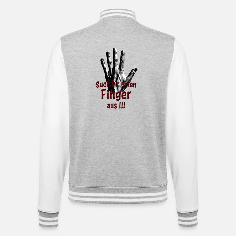 Such Dir einen Finger aus!!! - College-Sweatjacke - Grau meliert/Weiß