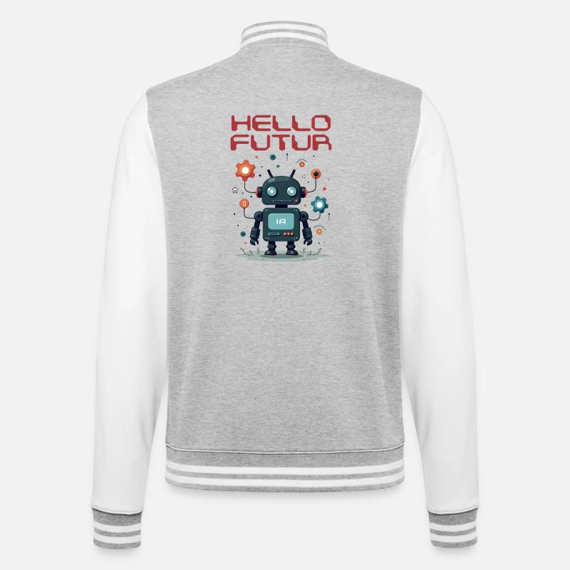 Hallo Future Character von Helfspawn - College-Sweatjacke - Grau meliert/Weiß
