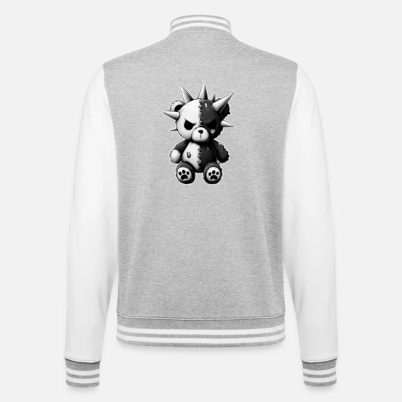 Split Skull Plüschbär Punk - College-Sweatjacke - Grau meliert/Weiß