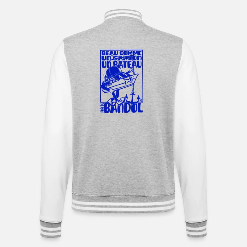 Retro Mittelmeer Bandol Boot Maskottchen - College-Sweatjacke - Grau meliert/Weiß