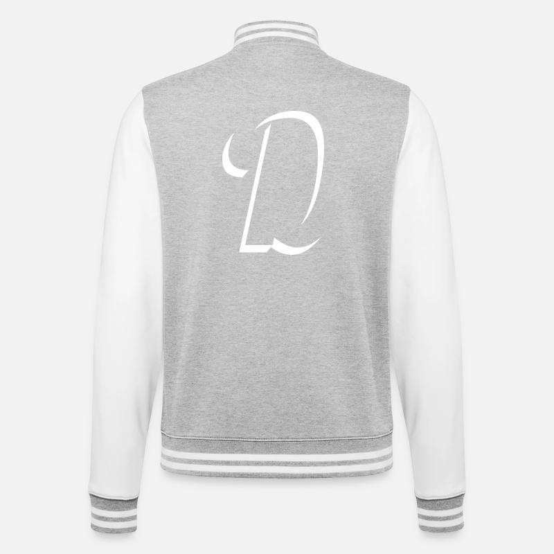 Letter D, Name, der Buchstabe D - College-Sweatjacke - Grau meliert/Weiß