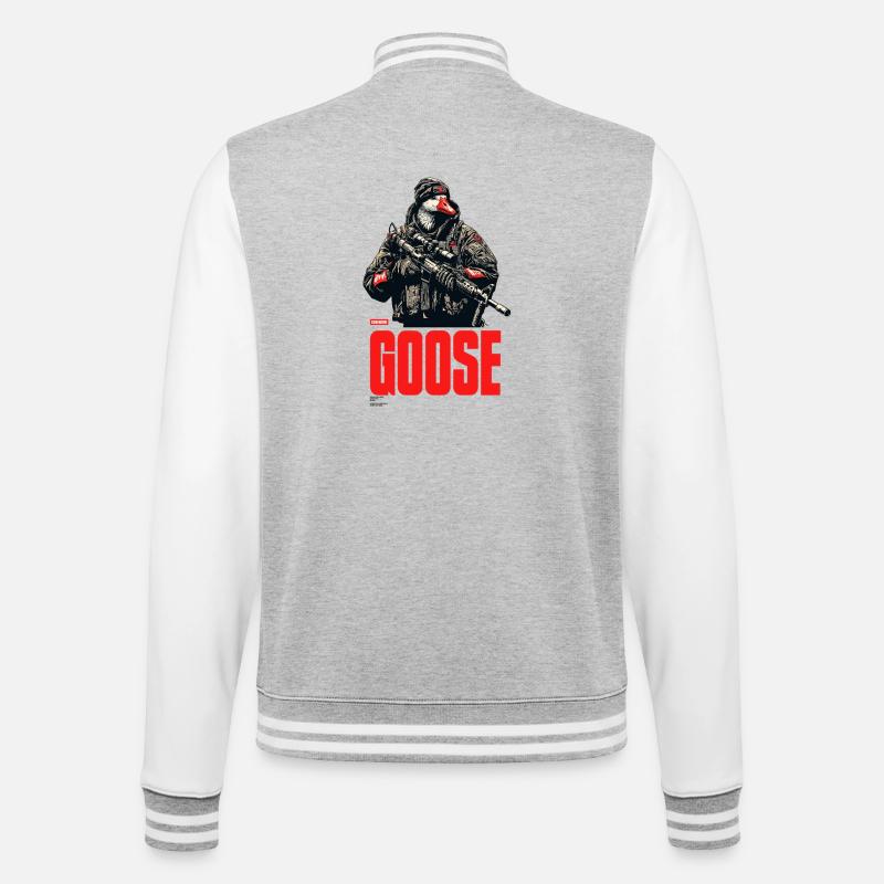 Nom de code Goose - Veste Teddy - gris chiné / blanc
