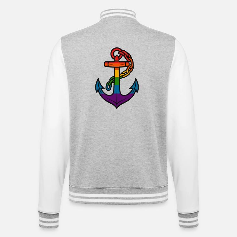 Regenbogenanker mit Farbverlauf - College-Sweatjacke - Grau meliert/Weiß