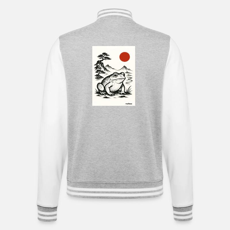 Frog Toad Under Japanese Sun - College Sweat Jacket - heather grey/white