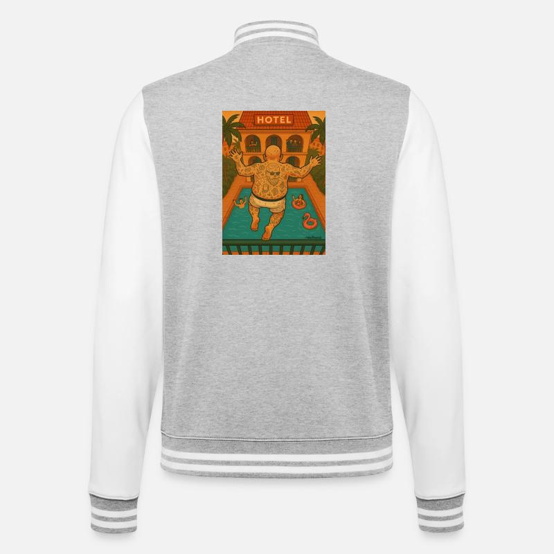 balcony vacationer jumping by the pool - College Sweat Jacket - heather grey/white
