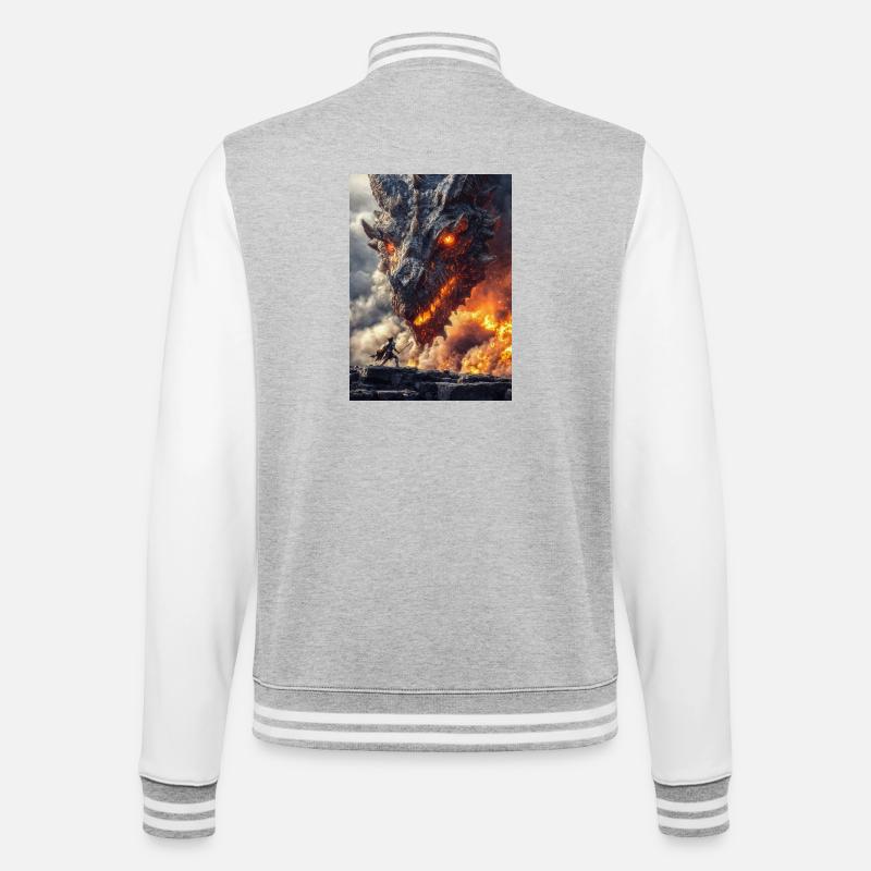 Dragon Clash Front de guerre ardent - Veste Teddy - gris chiné / blanc