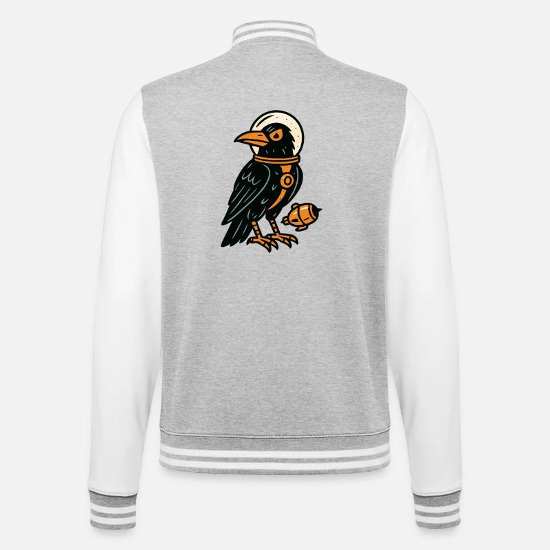 Corbeau style Comics - Veste Teddy - gris chiné / blanc