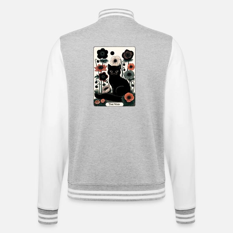 Void Cat in Bloom Tarot - College Sweat Jacket - heather grey/white
