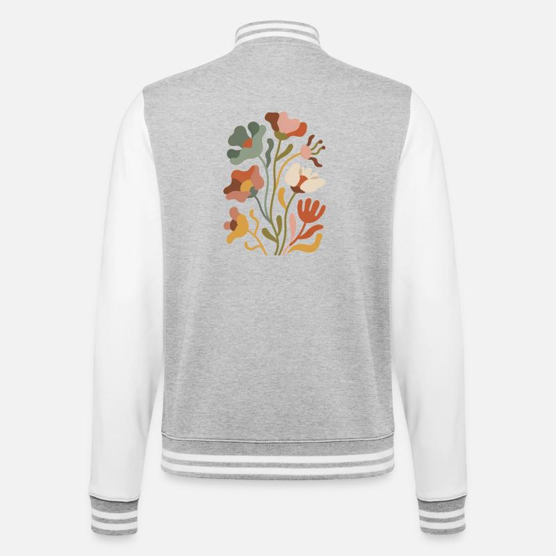 Boho Wildblumen – Blühende Harmonie - College-Sweatjacke - Grau meliert/Weiß