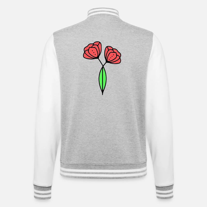 mohnblume-mohnblumen-minimalistisch-line-art-6 - College-Sweatjacke - Grau meliert/Weiß
